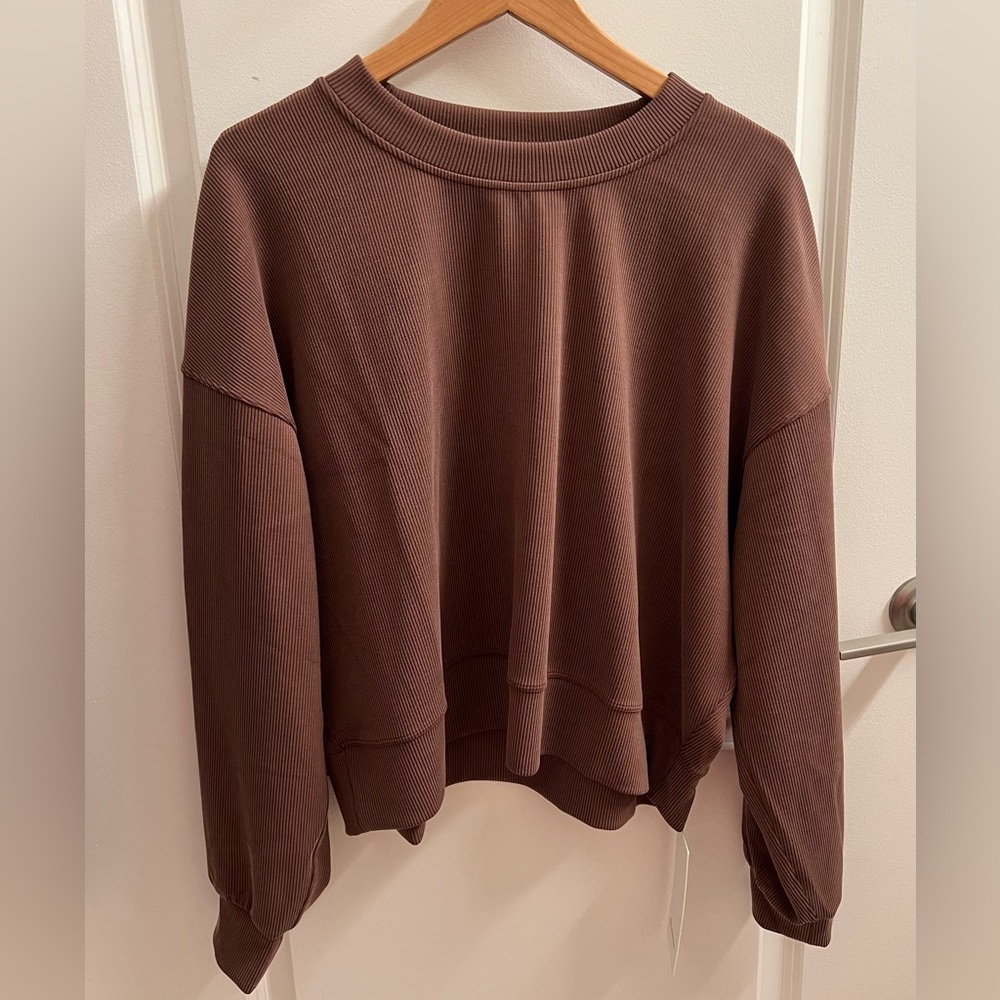 *ASIA EXCLUSIVE* NWT Perfectly Oversized Ribbed Crop Crew (Java)